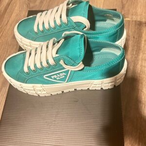 Sold on other site Prada Wheel Nylon Gabardine Women Sneakers in Teal
